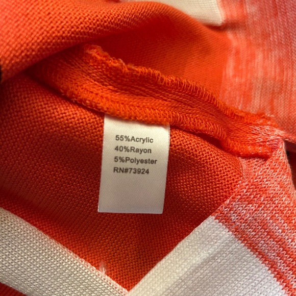 Ming Wang Women's Open Cardigan, Coral, White and Black, Size XS - Picture 6 of 7